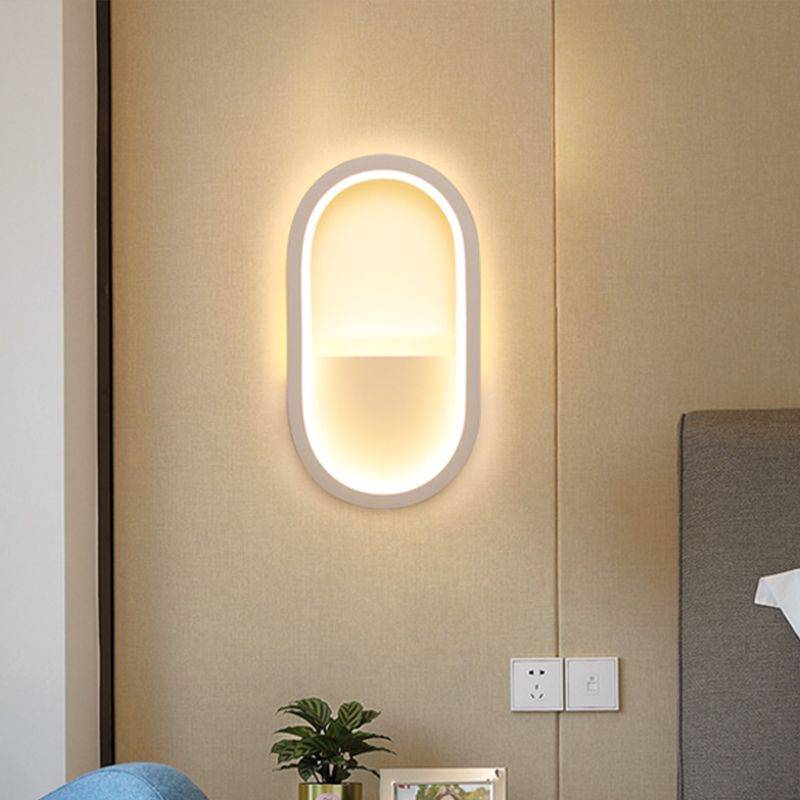 Ovale wandlamp armatuur eigentijdse acryl zwart/witte LED -muur sconce in warm/wit licht