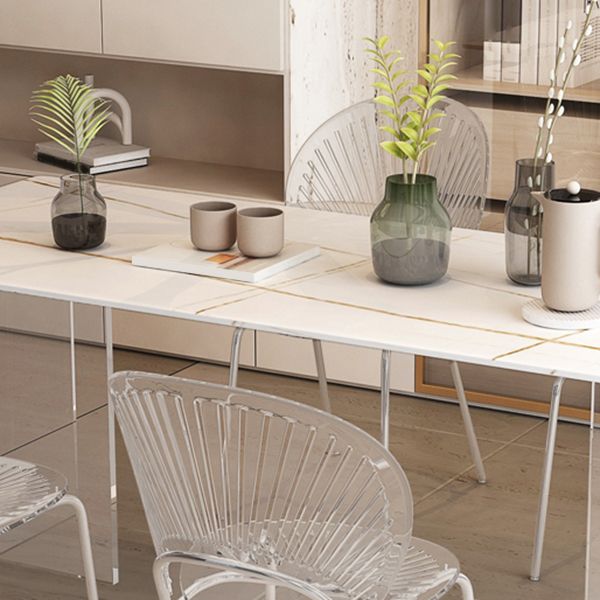 Modern Table in White for Restaurant Rectangle Table with Acrylic Base