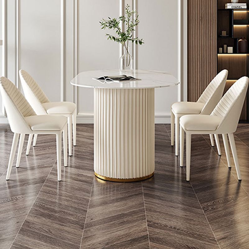 Double Pedestal Dining Room Table Modern Stone Table for Kitchen