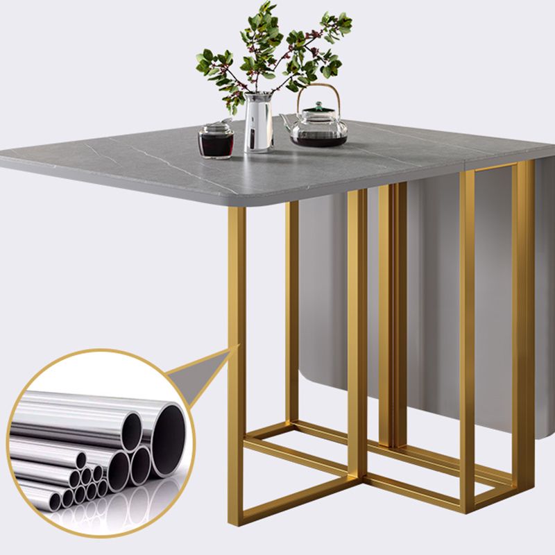 59"H Modern Sintered Stone Table Foldable Rectangle Table with Trestle Base