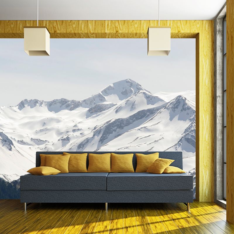 Mountain Landscapes Mural Contemporary Mildew Resistant Wall Covering for Living Room