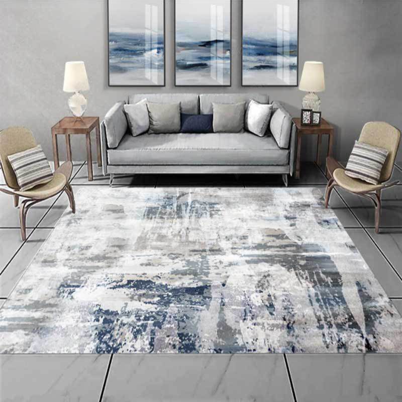 Black Modern Rug Polyester Graphic Indoor Rug Washable Area Rug for Home Decoration