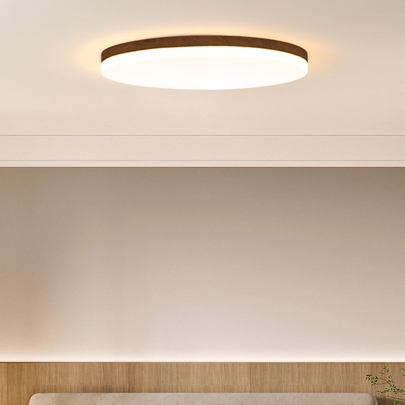 Geometry Shape LED Ceiling Lamp Modern Simple Style Wood 1 Light Flush Mount for Living Room