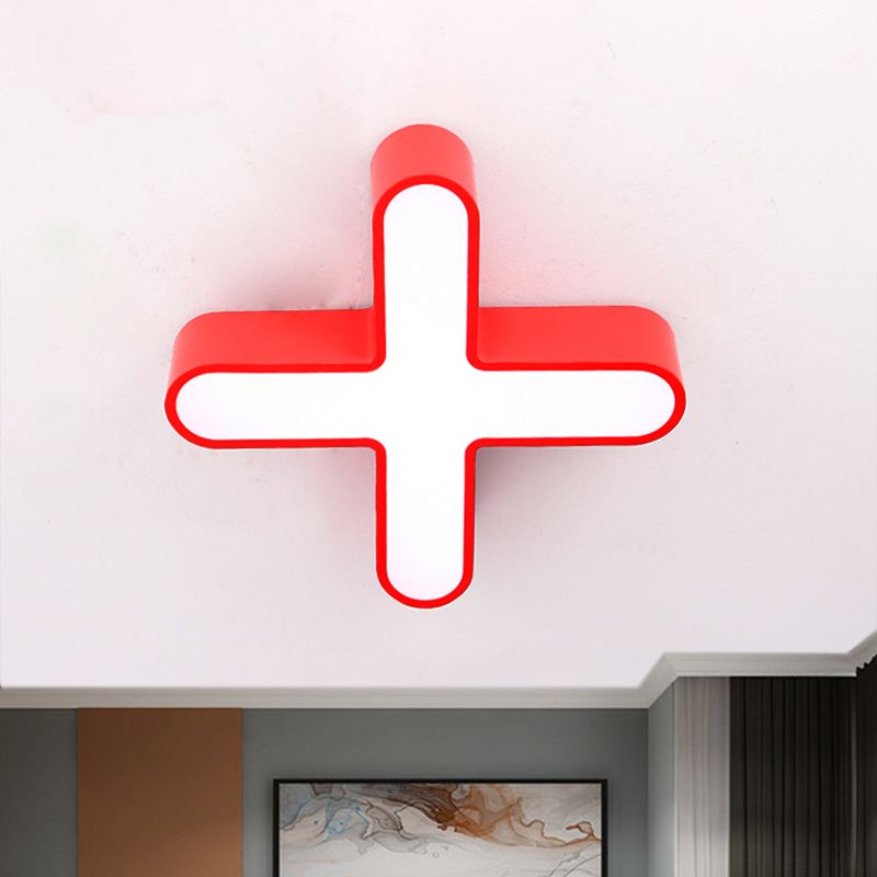 Nordic LED Flushmount Lighting Red/Blue/Green Mathematical Notation Ceiling Lamp with Metal Shade