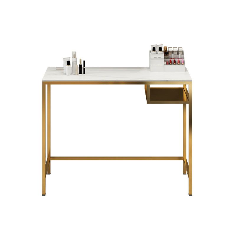 Glam Metal Vanity Makeup Table Set Slate Top Vanity Dressing Table