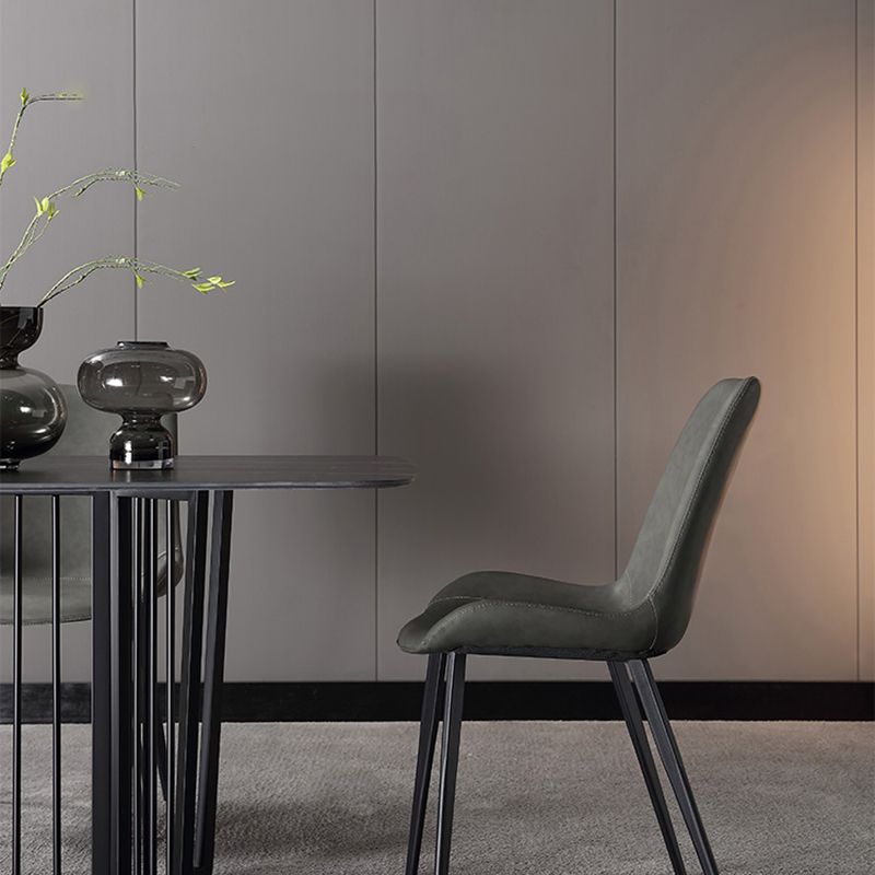 Sillas de comedor de estilo moderno, sillas laterales sin brazos con patas de metal para cocina