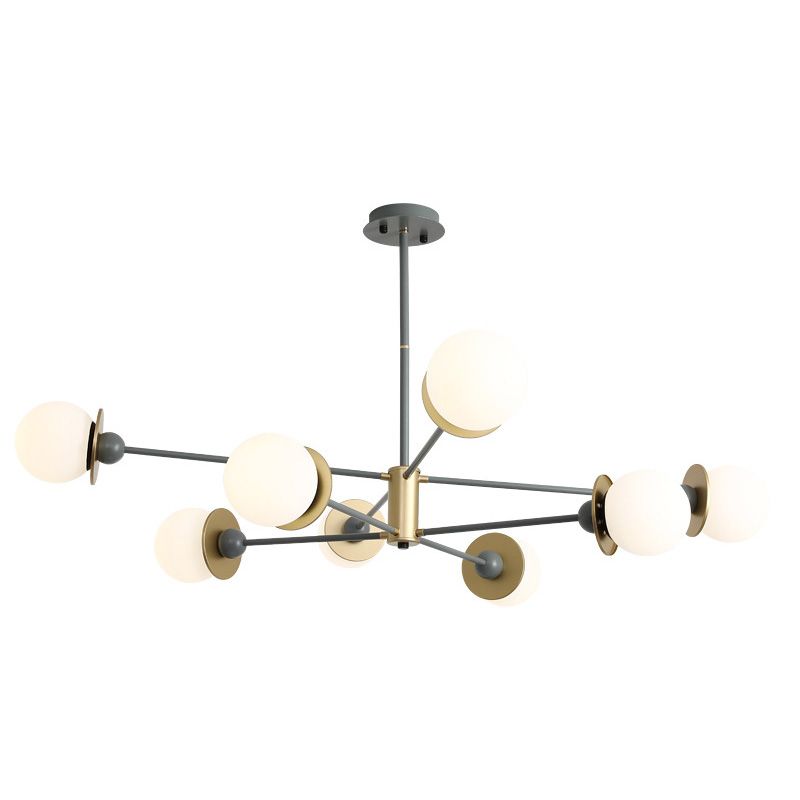 Starburst Chandelier Light Fixture Glass Dinning Room Hanging Chandelier in Grey