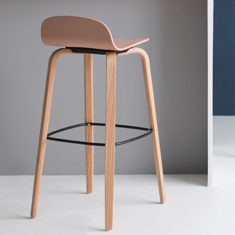 Scandinavian Armless Bar Height Stool Plastic and Solid Wood Bar Stool for Living Room