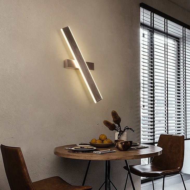 Brown Rectangular LED Wall Lamp in Modern Artistic Style Aluminium Rotatable Wall Light for Bedroom
