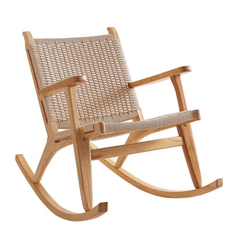 Traditional Rocking Chair Solid Wood Frame Wing Chair Back Indoor Rocking Chair