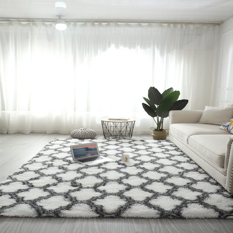 Relaxing Geometry Rug Multi Colored Modern Rug Shaggy Machine Washable Stain Resistant Non-Slip Backing Rug for Home