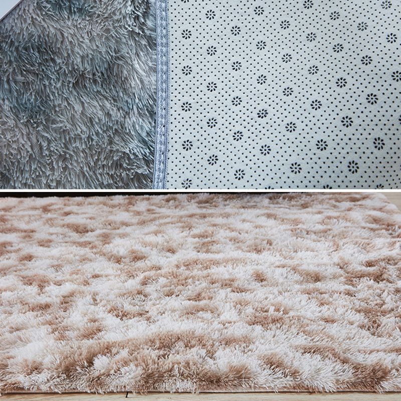 Minimalist Living Room Rug Simple Tie Dye Print Carpet Polyester Shag Rug with Non-Slip Backing
