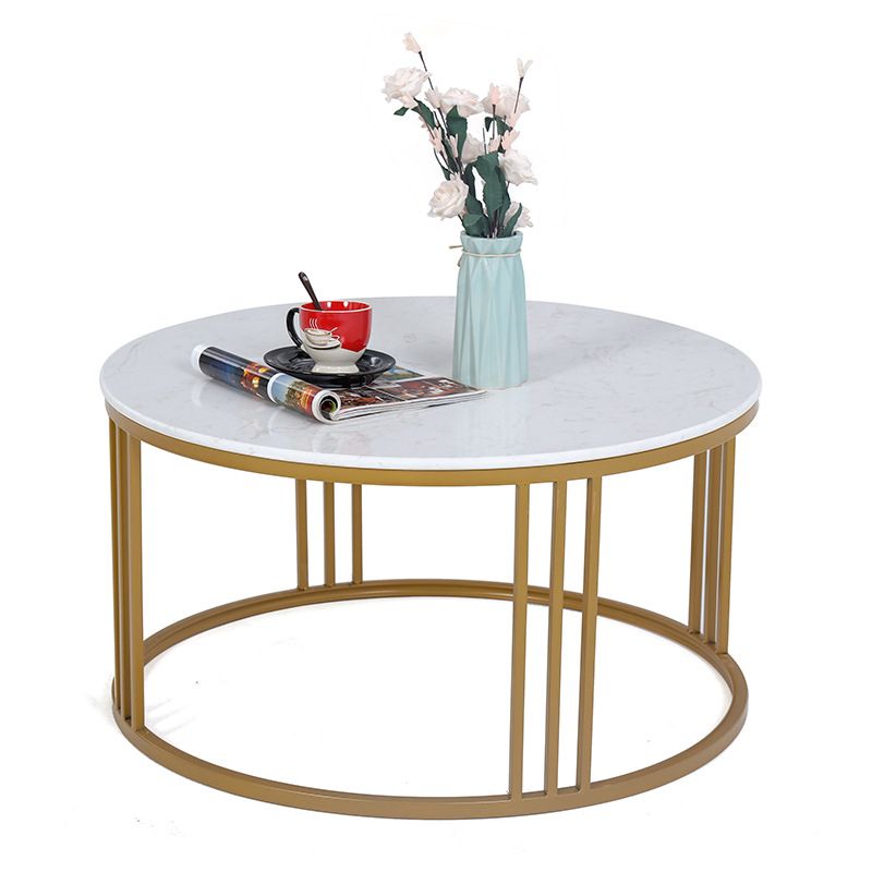 Metal Glam Fram Gold Base Coffee Table Stone Top Cocktail Table