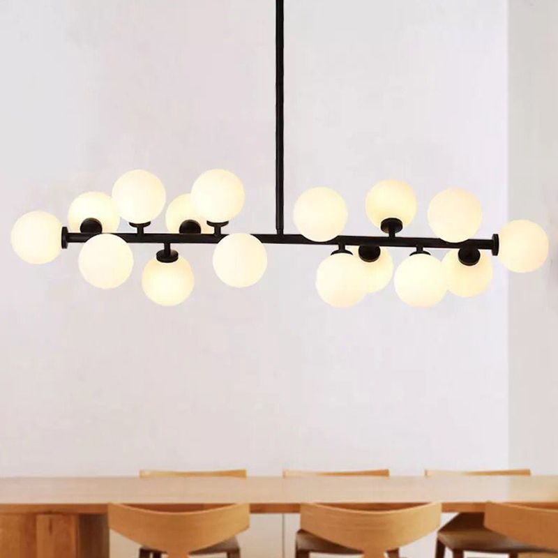 Ball-Shaped Island Chandelier Light Minimalist Style Glass Island Lighting Fixture