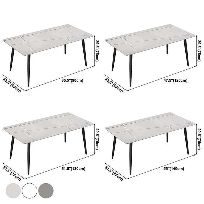 Contemporary Rectangle Shape Sintered Stone Dining Table Kitchen Dinin