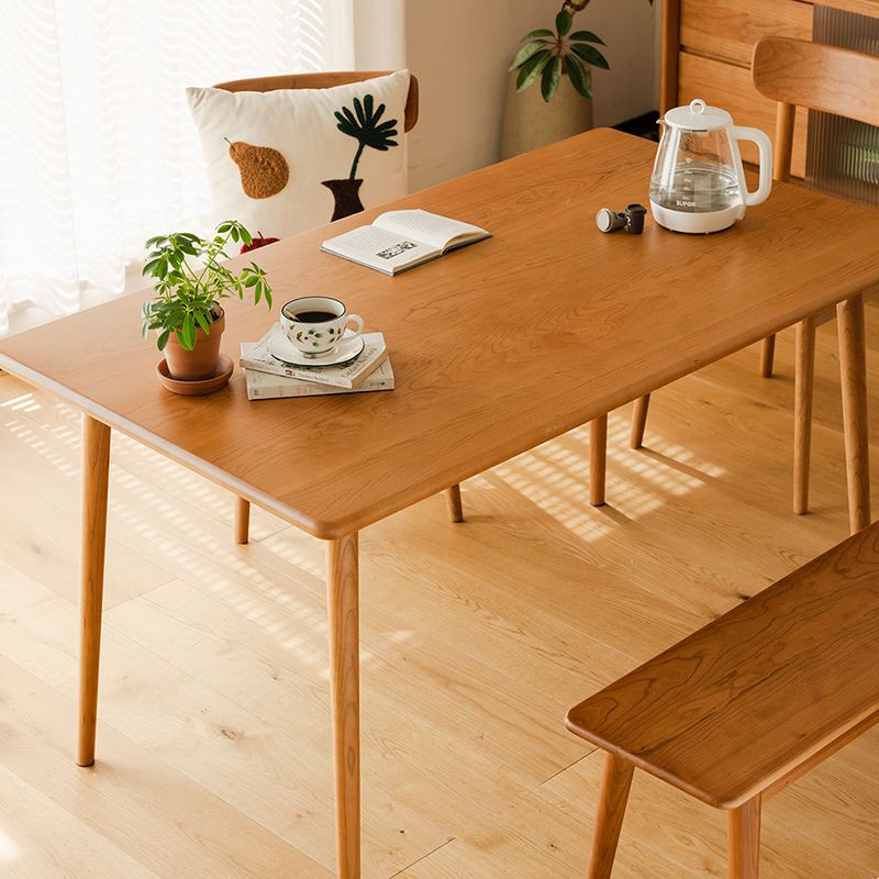 Modern Rectangular Solid Wood Tabletop Dining Table with 4 Legs