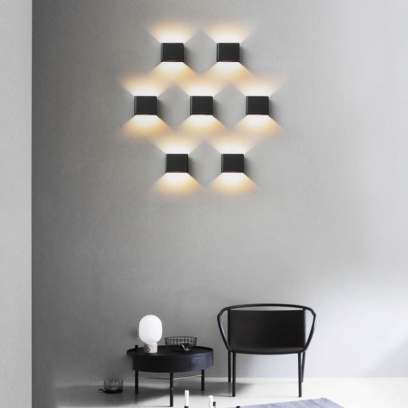 Simplicité Éclairage mural à LED Pince d'éclairage mural carré avec nuance en métal