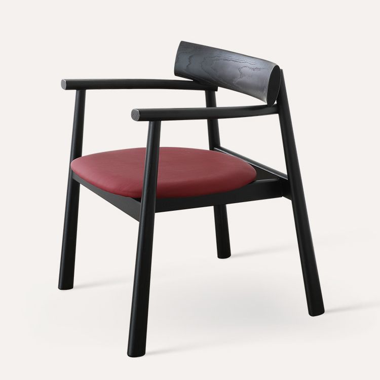 Modern Style Leather Open Back Solid Wood Frame Dining Chairs for Home Use