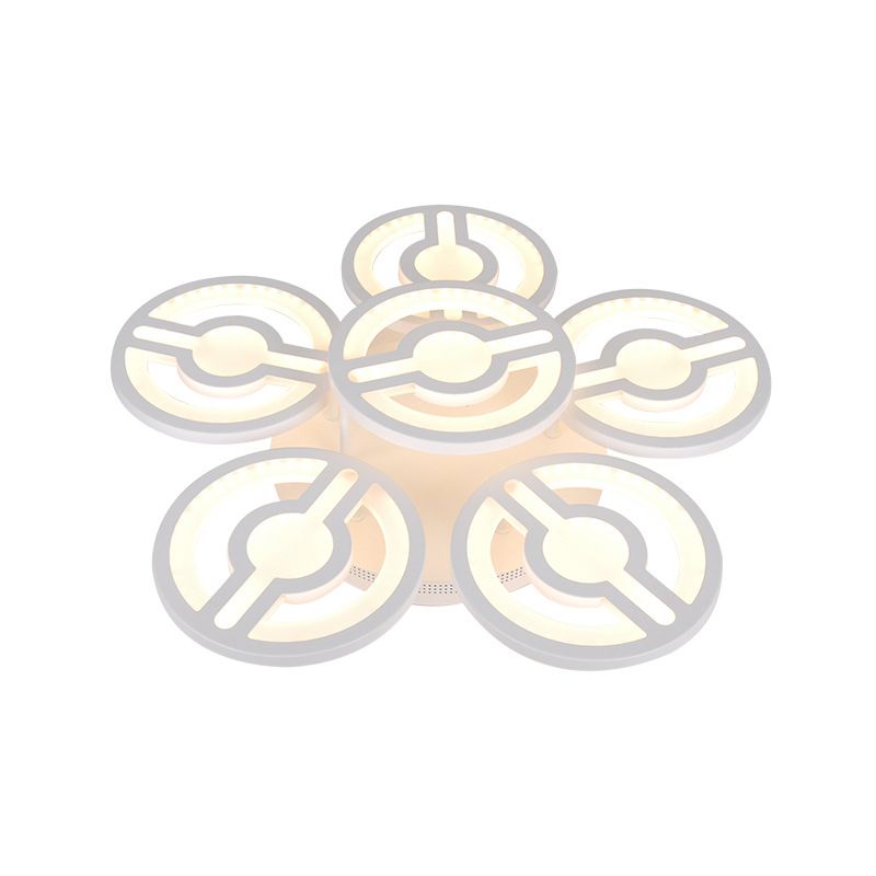 White Flower Design Semi Mount Lighting Minimalism LED Acrylic Flush Ceiling Lamp in Warm/White/Natural Light