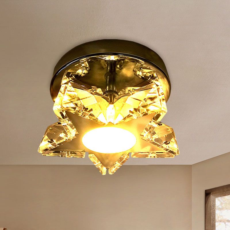 Étoile en cristal Étoile en forme d'ébullition Fixe Fixture à cheval LED Contemporaine Bédoulier léger en nickel, lumière blanche / lumière blanche