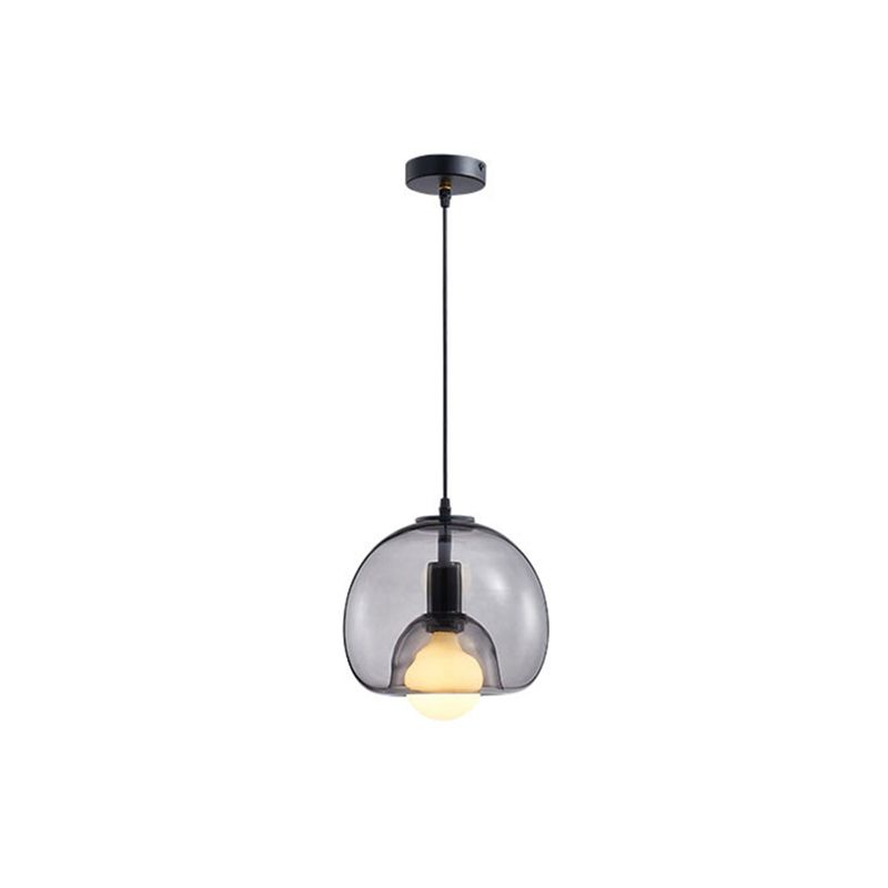 Glass Black Hanging Lamp in Modern Creative Style Lacquered Iron Globe Pendant Light for Dining Room