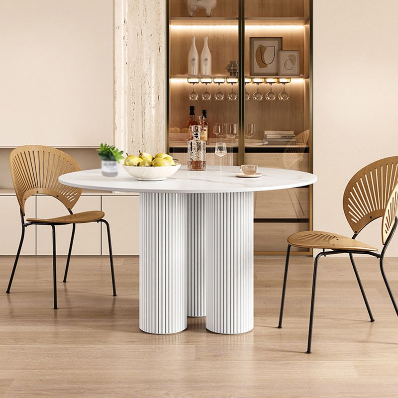 Round Standard Height Dining Table Modern White Wood Dining Site Table