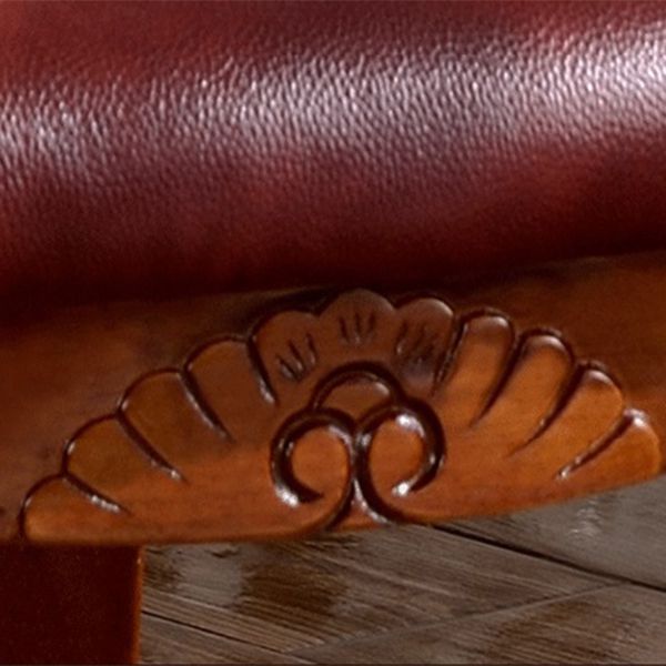 Sillas de comedor victorianas sin brazos de cuero, sillas laterales tapizadas (juego de 2)