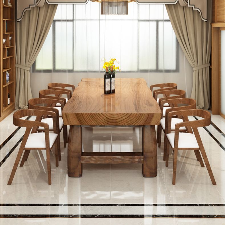 Mesa de comedor marrón de madera sólida simple forma de comedor rectángulo de mesa estándar para cocina
