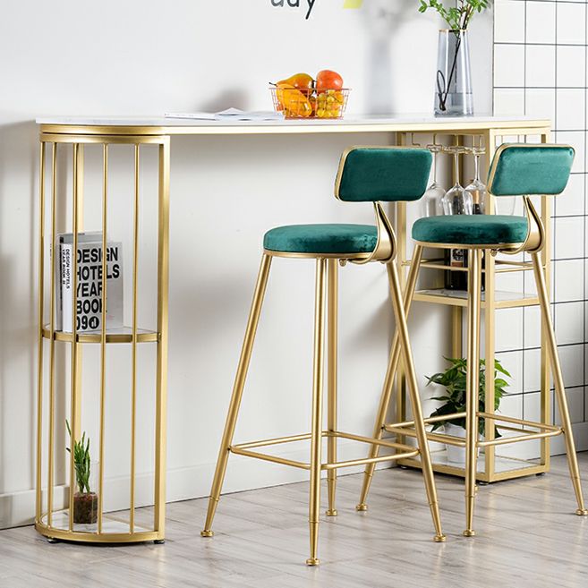White and Black Glam Style Table in Faux Marble and Metal Coffe Shop Bar Table