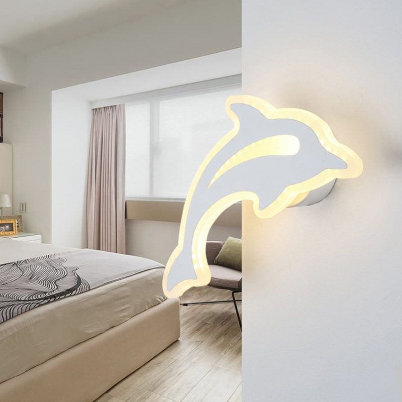 Lovely Animal Slim Wall Sconce Acrylic White LED Wall Light for Nursing Room Kindergarten