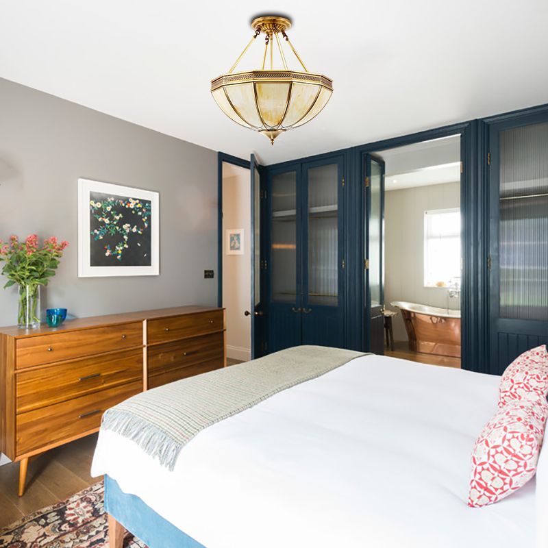 Ottone 3/4 teste semi -filo Colonialismo leggero a sabbia di vetro boccea per soggiorno per soggiorno, 14 "/18" W