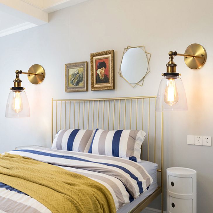 Amerikanischer Vintage -Stil Wandbeleuchtung Metall Armglas Schattenleuchte für daneben