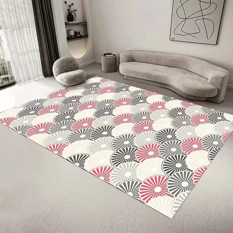 Gray Modern Rug Polyester Geometric Patterns Rug Washable Rug for Home Decor