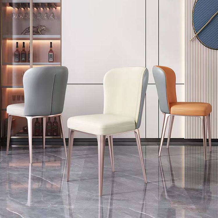 Kitchen Side Chair Metal Legs Upholstered Armless Dining Chair