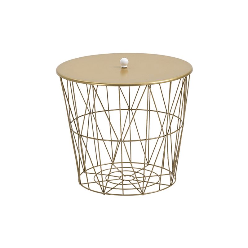 Round Top Cocktail Table with Metal Stogage Base Contemporary