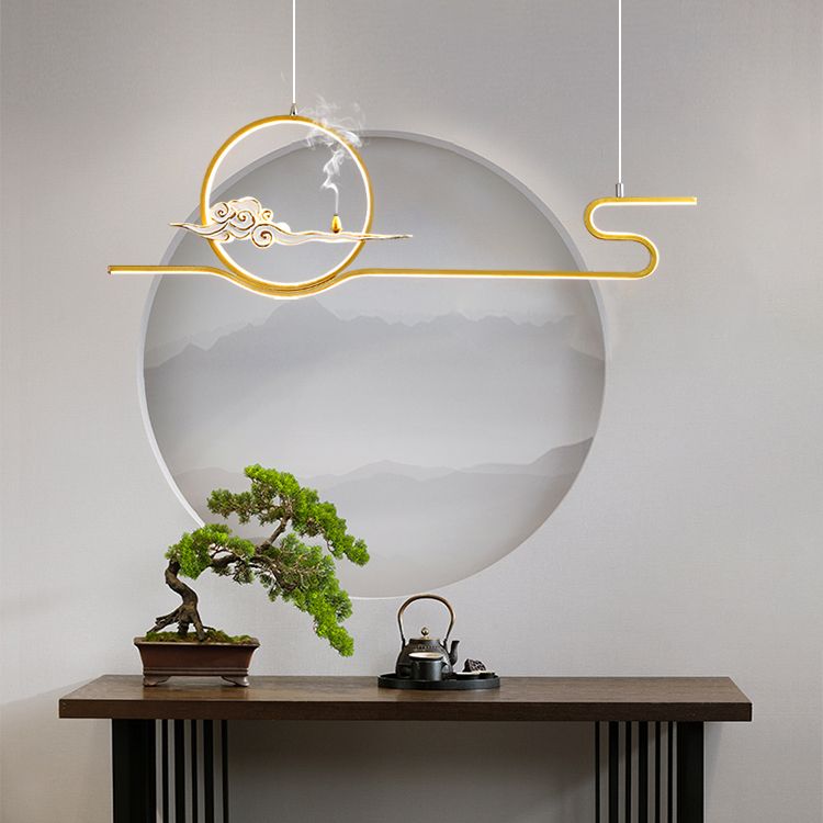 Resin Hanging Pendant Lights Modern Linear Hanging Lamps for Dining Room