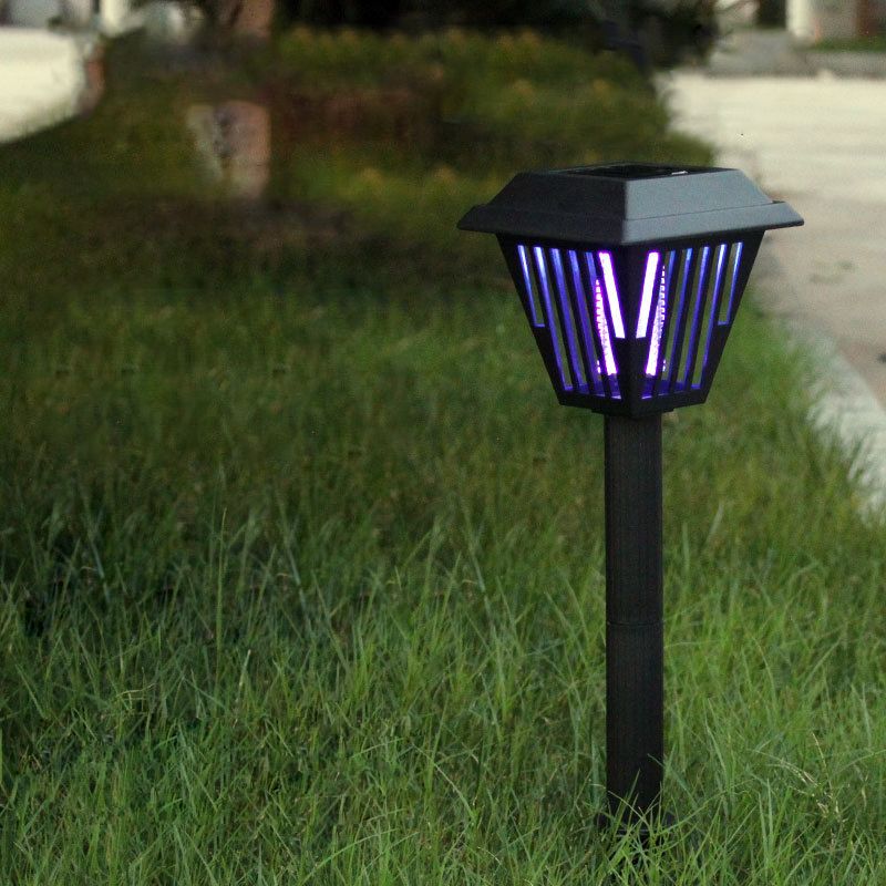 Art Decor Tapered Shape LED Mosquito Light Plastic Courtyard Solar Ground Lighting, Black