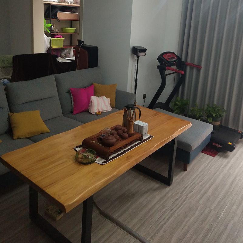 Rectangle Double Pedestal Industrial Dining Table Fixed Table of Solid Wood