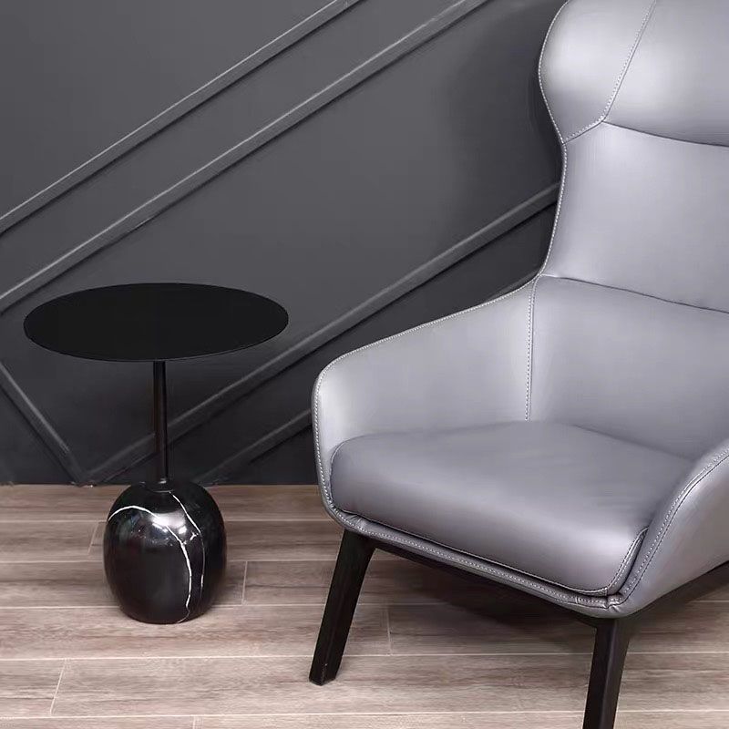 Round Metal Table Marble Pedestal Base Medieval Modern Style Side Table