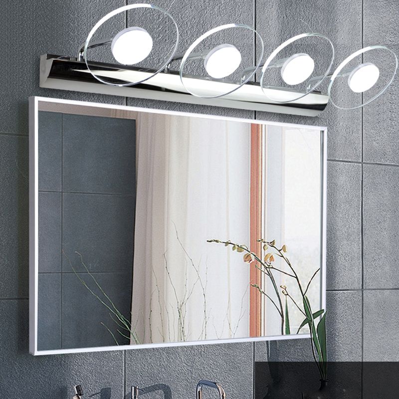 Modern Style Round LED Wall Lamps Clear Crystal Multi-Light Mirror Wall Lighting Ideas