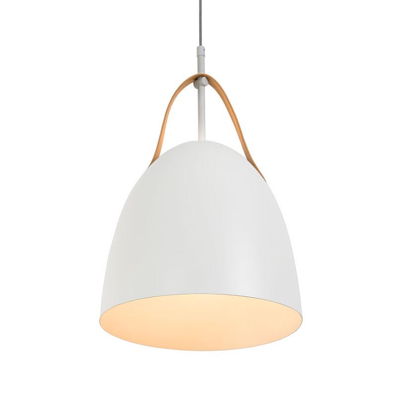 Dome Down Lighting Simple Metallic 1-Head Living Room Hanging Ceiling Lamp in Green/White/Grey