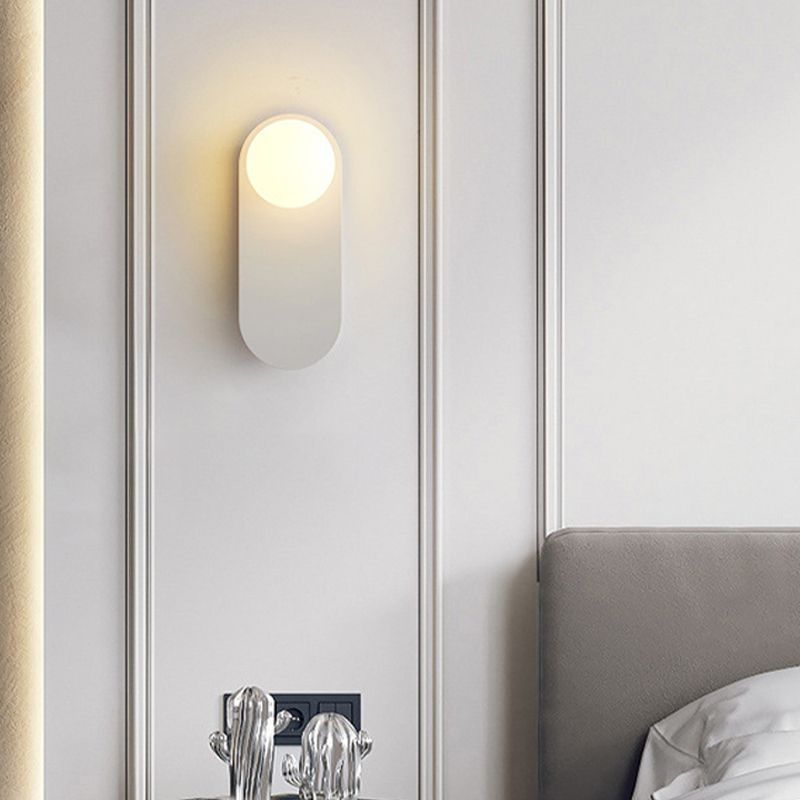 Single Modernism White/Black Wall Mounted Sconce Glass Shaded Wall Light