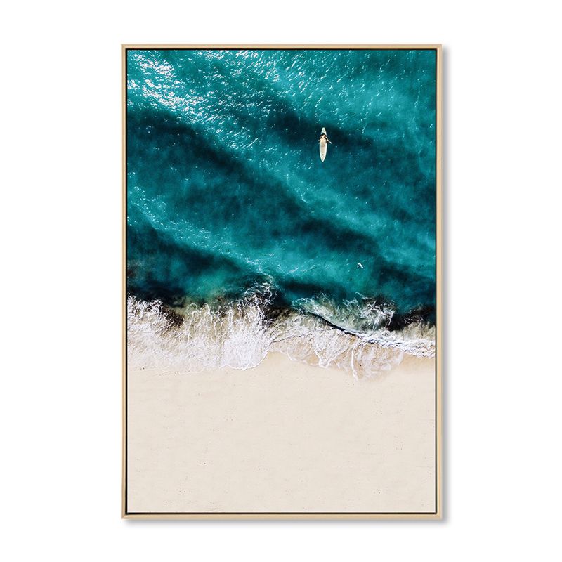 Tropical Landscape Wall Decor Canvas Textured Dark Color Wall Art for Family Room