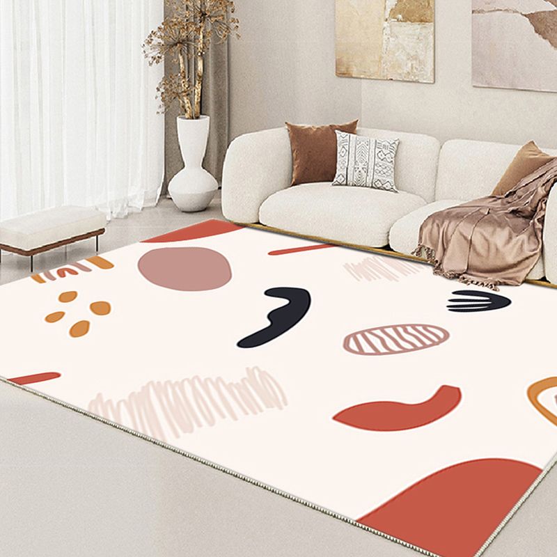 Nordic White Rug Polyester Color Piece Rug Tear Resistant Rug for Living Room