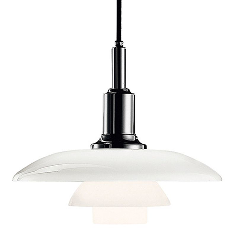 Modern Artistic Single Hanging Lamp Electroplate Iron Pendant Light with White Glass Shade