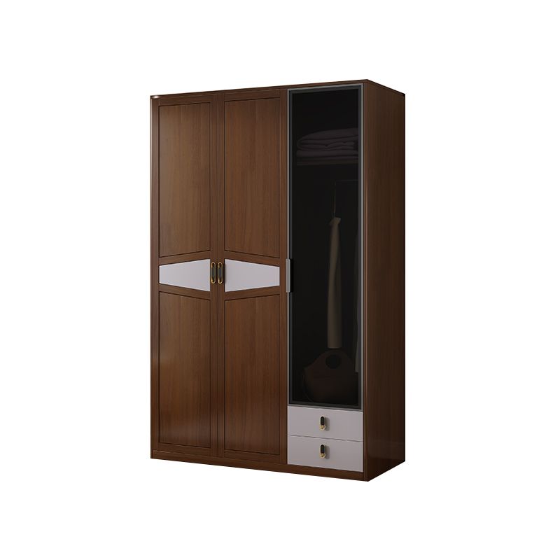 Freestanding Solid Wood Frame Wardrobe Traditional Wardrobe with Shelves
