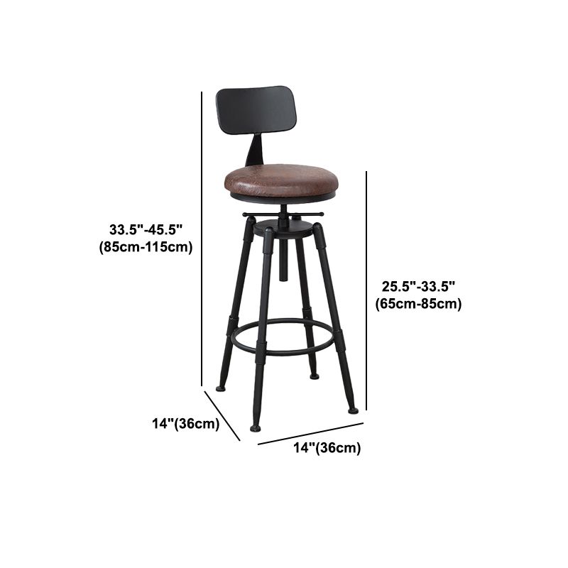 Industrial Bar and Counter Stool Adjustable Height Stool with 4 Black Legs