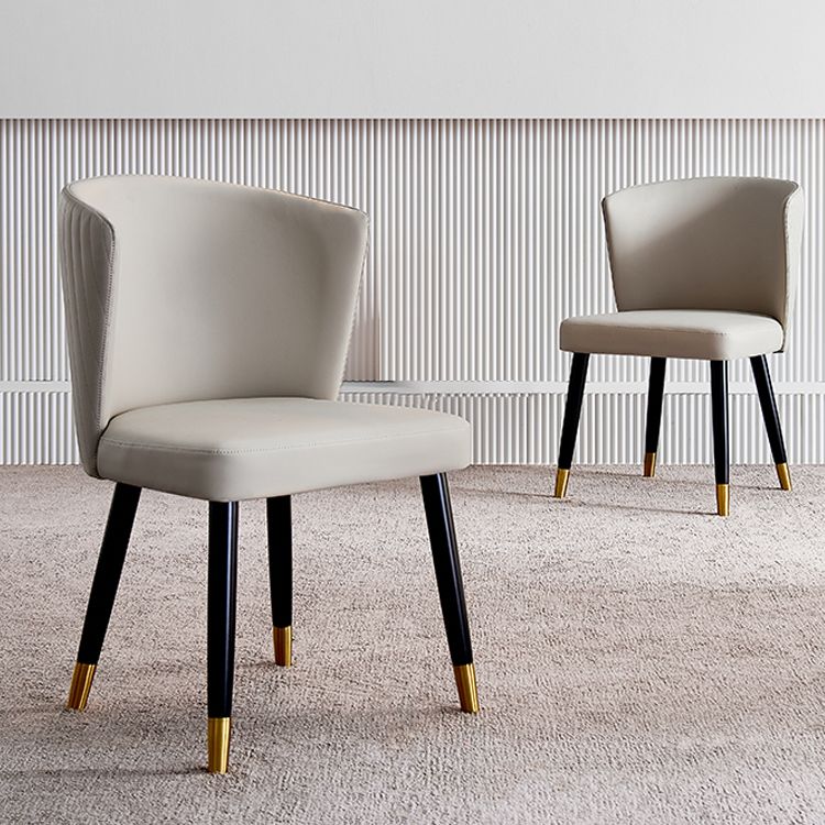 Nordic Glam Style Dining Chairs Armless Side Chairs with Wooden Legs