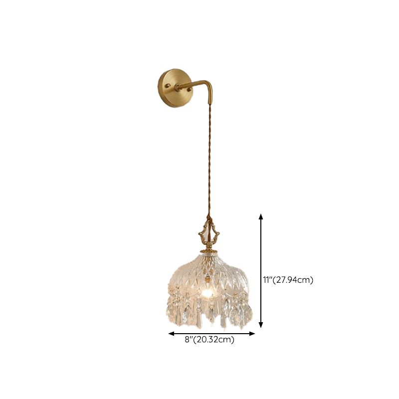 Modern Crystal Wall Sconce Flower Shape Vanity Lamp with Glass Shade for Bedroom