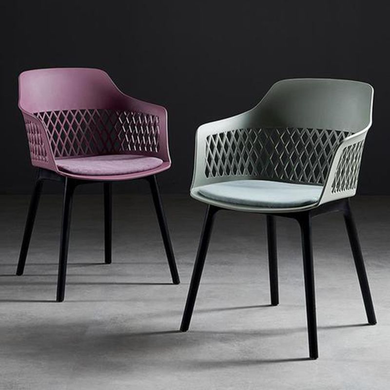 Sillón de metal contemporáneo para interiores y exteriores, sillón con respaldo abierto